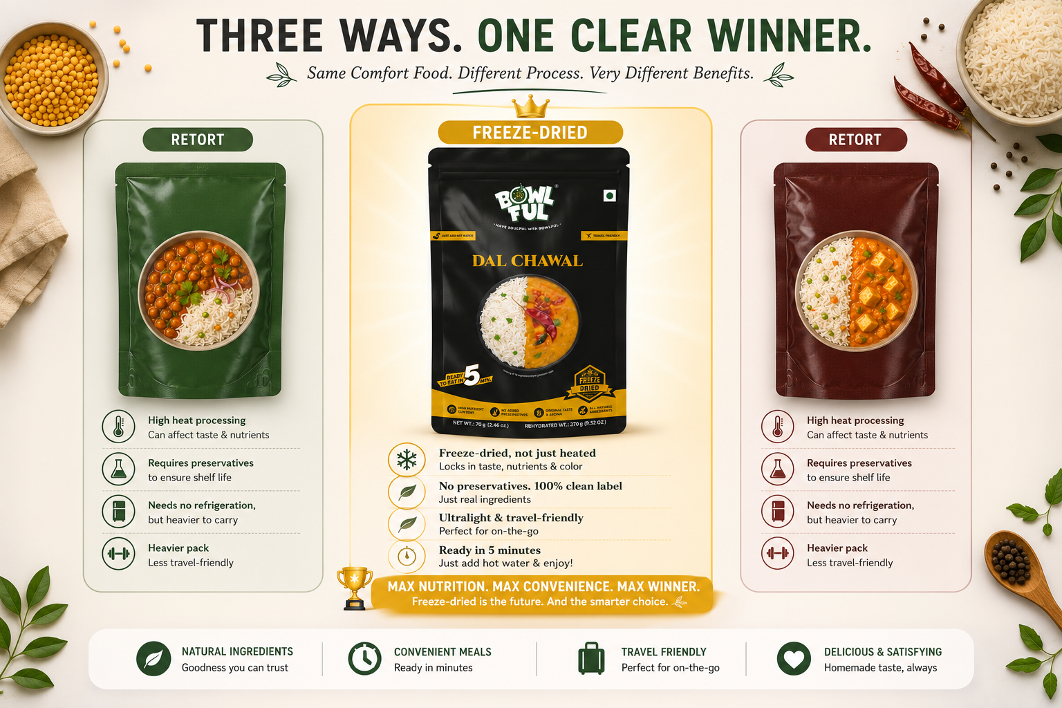 Bowlful vs MTR vs Gits - What Is the Actual Difference Between Ready to Eat Indian Food Brands?